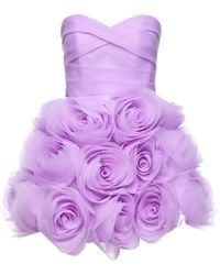 Ana Radu - Rose-Embellished Strapless Mini Dress - Lyst