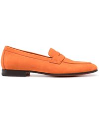 Santoni - Penny-Slot Suede Loafers - Lyst