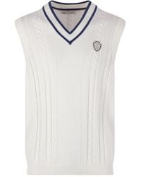 Brunello Cucinelli - Cable-Knit Appliqued Sleeveless Sweater - Lyst