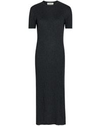 Lisa Yang - Ribbed-Knit Short-Sleeve Midi Dress - Lyst