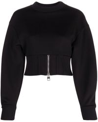 Alexander McQueen - Cotton Blend Cropped Sweatshirt - Lyst