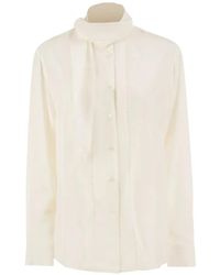 Weekend by Maxmara - Lace-Insert Neck-Scarf Shirt - Lyst