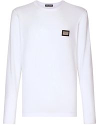 Dolce & Gabbana - T-Shirt A Maniche Lunghe Con Logo - Lyst