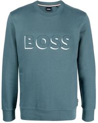 BOSS - Logo-emed Cotton Sweatshirt - Lyst