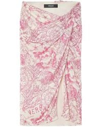 Versace - Underwater Barocco Draped Skirt - Lyst