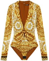 Versace - Blouse Met Barokprint En Lange Mouwen - Lyst
