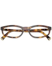 Miu Miu - Tortoiseshell-Effect Oval-Frame Glasses - Lyst