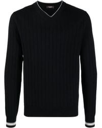 Peserico - V-Neck Ribbed-Knit Virgin-Wool Jumper - Lyst