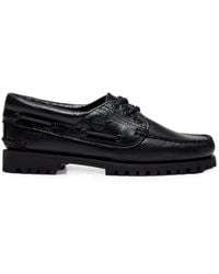 Timberland - Authentic Croc-Effect Leather Boat Shoes - Lyst
