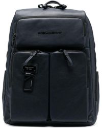 Piquadro - Logo-lettering Leather Backpack - Lyst