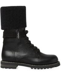 Fendi - Commando Mohair-Cuff Leather Boots - Lyst