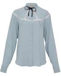 N°21 - Bow-Detail Lace-Trimmed Shirt - Lyst
