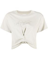 Izzue - Embroidered-logo Cropped T-shirt - Lyst