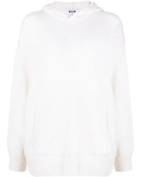 MSGM - Logo-Embroidered Wool-Cashmere Hoodie - Lyst