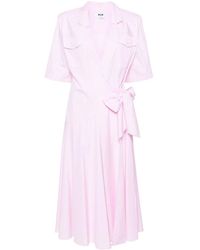 MSGM - Striped Cotton Dress - Lyst