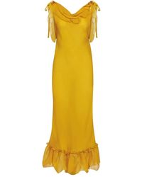 Saint Laurent - Ruffled Maxi Dress - Lyst