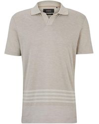 BOSS - Stripe-detail Cotton-silk Polo Shirt - Lyst