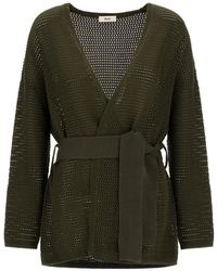 Herno - Open-Knit Belted Cardigan - Lyst