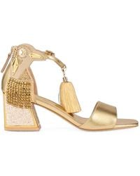 Kat Maconie - Kay Tassel-Embellished Glitter-Block Sandals - Lyst
