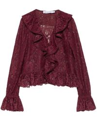Self-Portrait - Ruffled Lace-Overlay Top - Lyst
