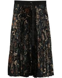 Sacai - Pleated Paisley Print Skirt - Lyst