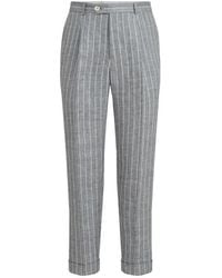 Brunello Cucinelli - Chalk-Stripe Linen Twill Trousers With Pleat - Lyst