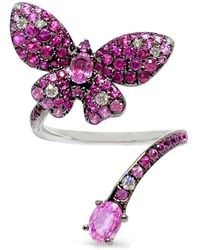 Stefere - 18K Butterfly Diamond And Sapphire Ring - Lyst