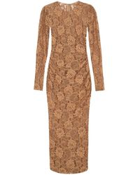 Dolce & Gabbana - Chantilly-lace Semi-sheer Midi Dress - Lyst