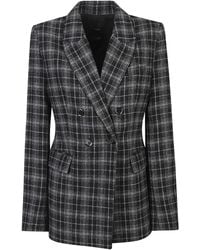 Pinko - Double-Breasted Check Blazer - Lyst
