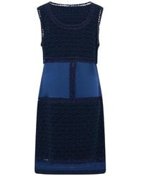 Alberta Ferretti - Crochet-Knit Color-Block Mini Dress - Lyst