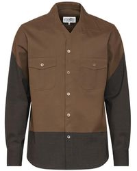 MM6 by Maison Margiela - Two-Tone Button-Down Patch-Pocket Shirt - Lyst