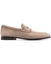 Santoni - Suede Penny Loafers - Lyst