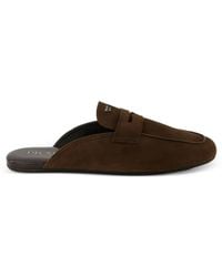 Prada - Penny-Slot Suede Mules - Lyst