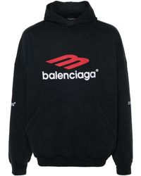 Balenciaga - Logo-embroidered Cotton Hoodie - Lyst