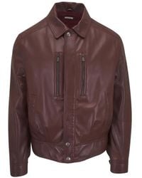 Brunello Cucinelli - Zip Leather Jacket - Lyst
