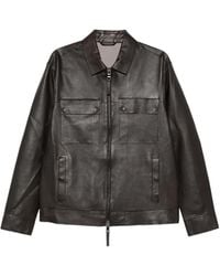 Leather Authority - Pocket Zip Leather Jacket - Lyst
