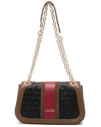 Liu Jo - Monogram-Embossed Stripe-Detail Shoulder Bag - Lyst