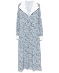 Alessandra Rich - Midi-Jurk Met Roosprint - Lyst