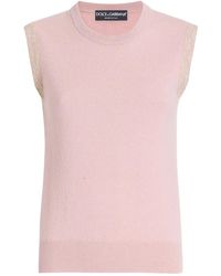 Dolce & Gabbana - Lace-Detail Sleeveless Vest - Lyst