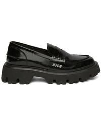 MSGM - Chunky Eather Penny Loafers - Lyst