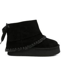 Mou - Crochet-Trim Bow-Detail Boots - Lyst