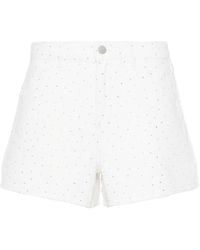 Maje - Rhinestone-embellished Cotton Denim Shorts - Lyst