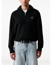 KARL LAGERFELD - Quarter-Zip Logo-Patch Sweater - Lyst