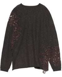 Bimba Y Lola - Dark Wool High Neck Sweater With Lace Detailing - Lyst