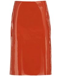 Ferragamo - Patent Leather Pencil Skirt - Lyst