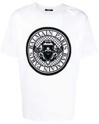 Balmain - T-shirt en coton à logo imprimé - Lyst
