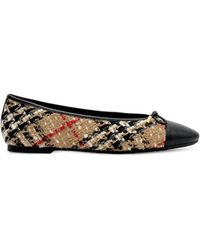 Burberry - Check Bouclé Highgate Ballerinas - Lyst