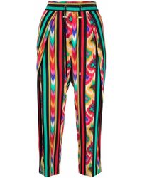 Balmain - Abstract-Print Silk Trousers - Lyst