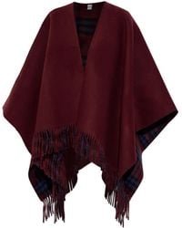 Burberry - Wendbares Cape mit Fransen - Lyst