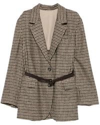 Brunello Cucinelli - Check-Pattern Belted Blazer - Lyst